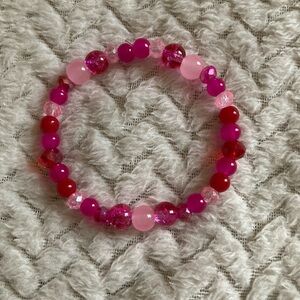 Handmade Pink and Red Beaded Bracelet